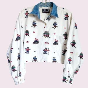 Vintage ski bear crop